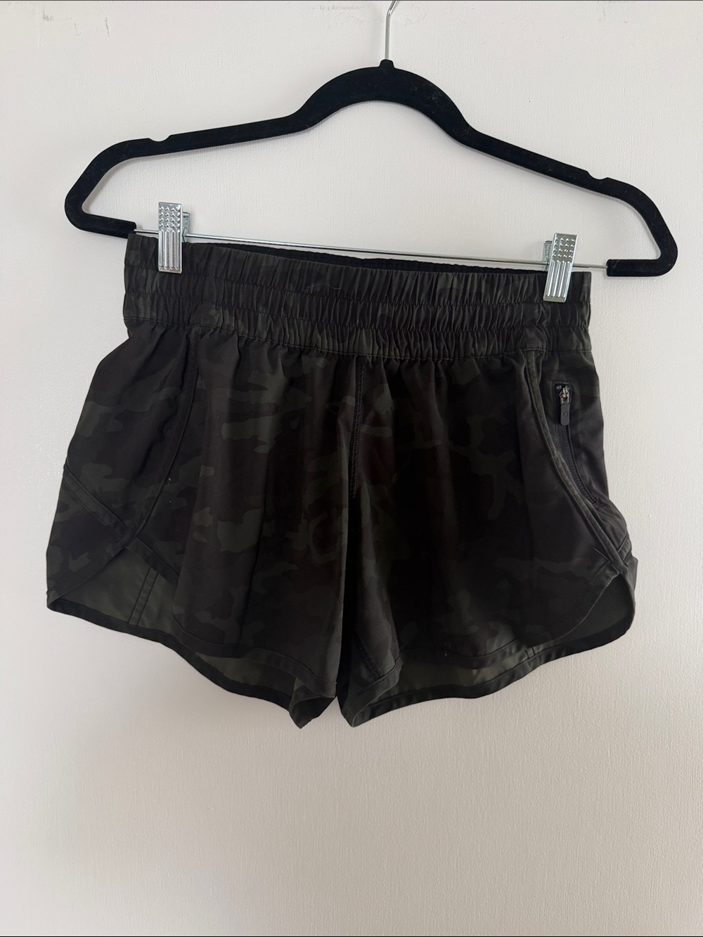 lululemon athletica Black and Green Camo Athletic Shorts